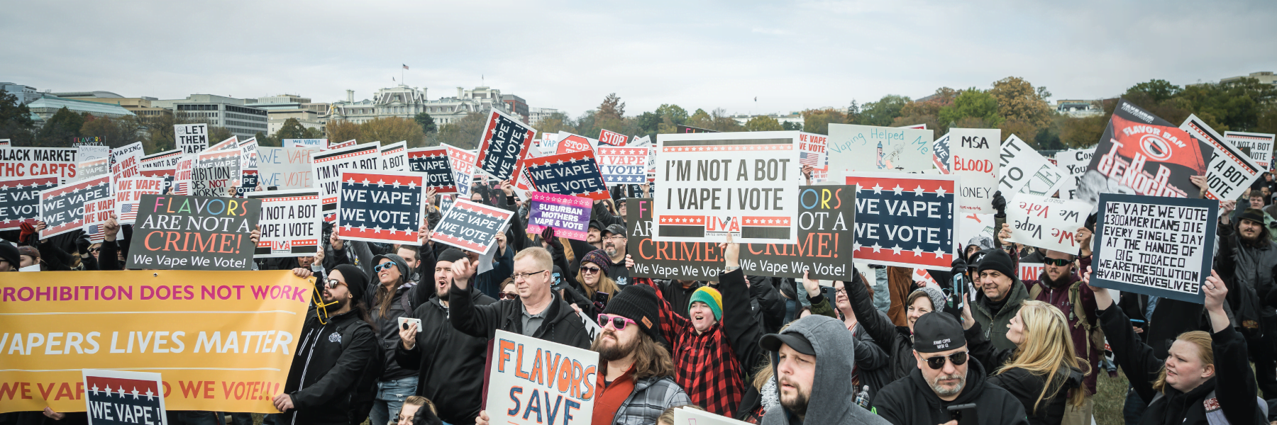 People protesting vaping we vape we vote at white house