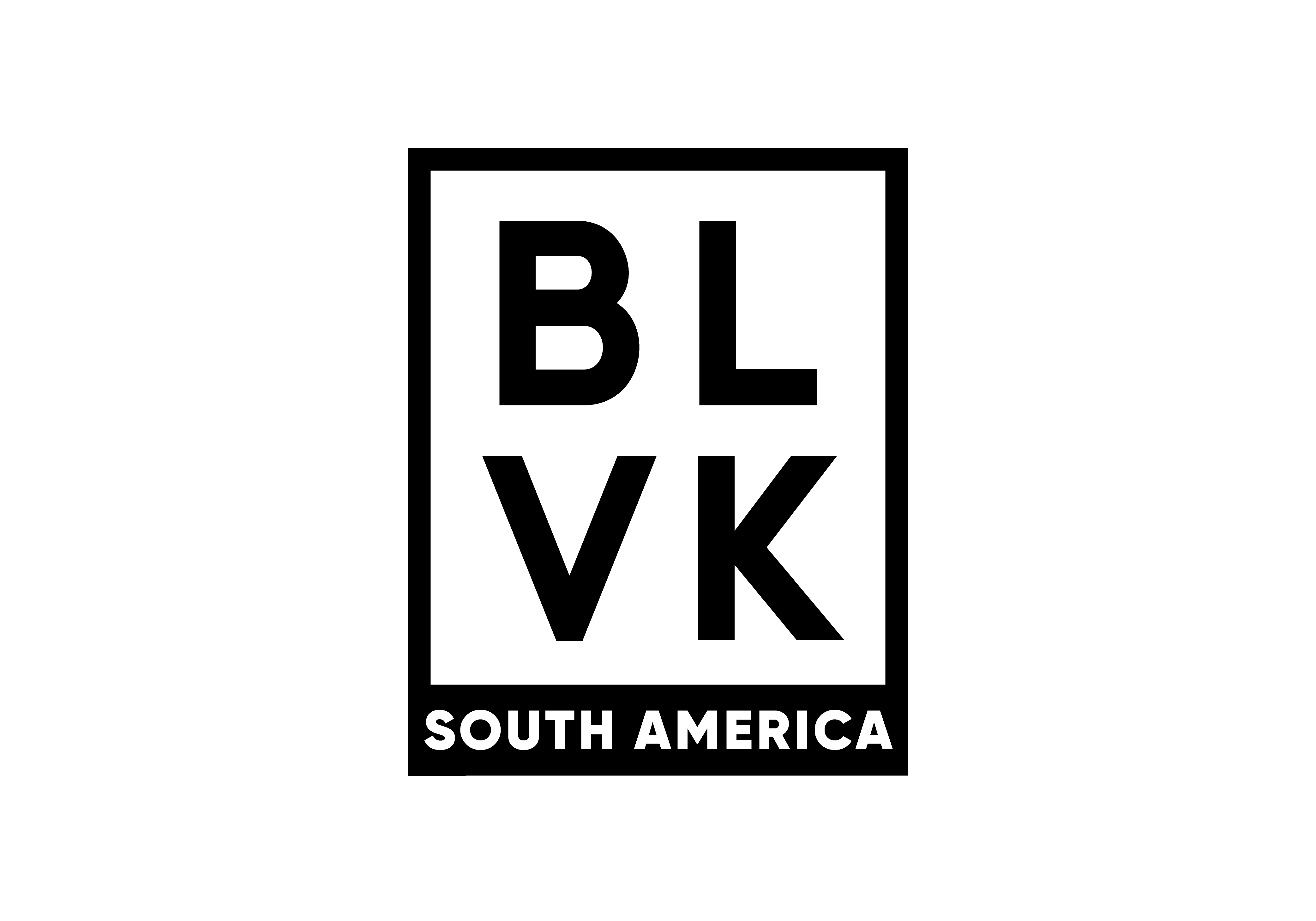 Black and white logo with 'BLVK' and 'South America' text.