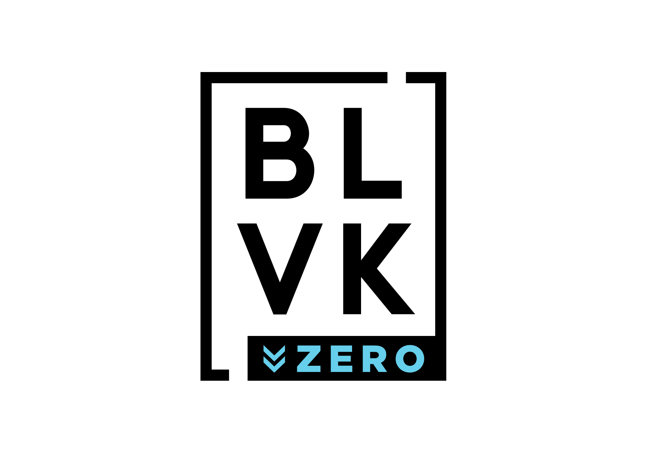 BLVK ZERO logo with black text and blue accent on a white background