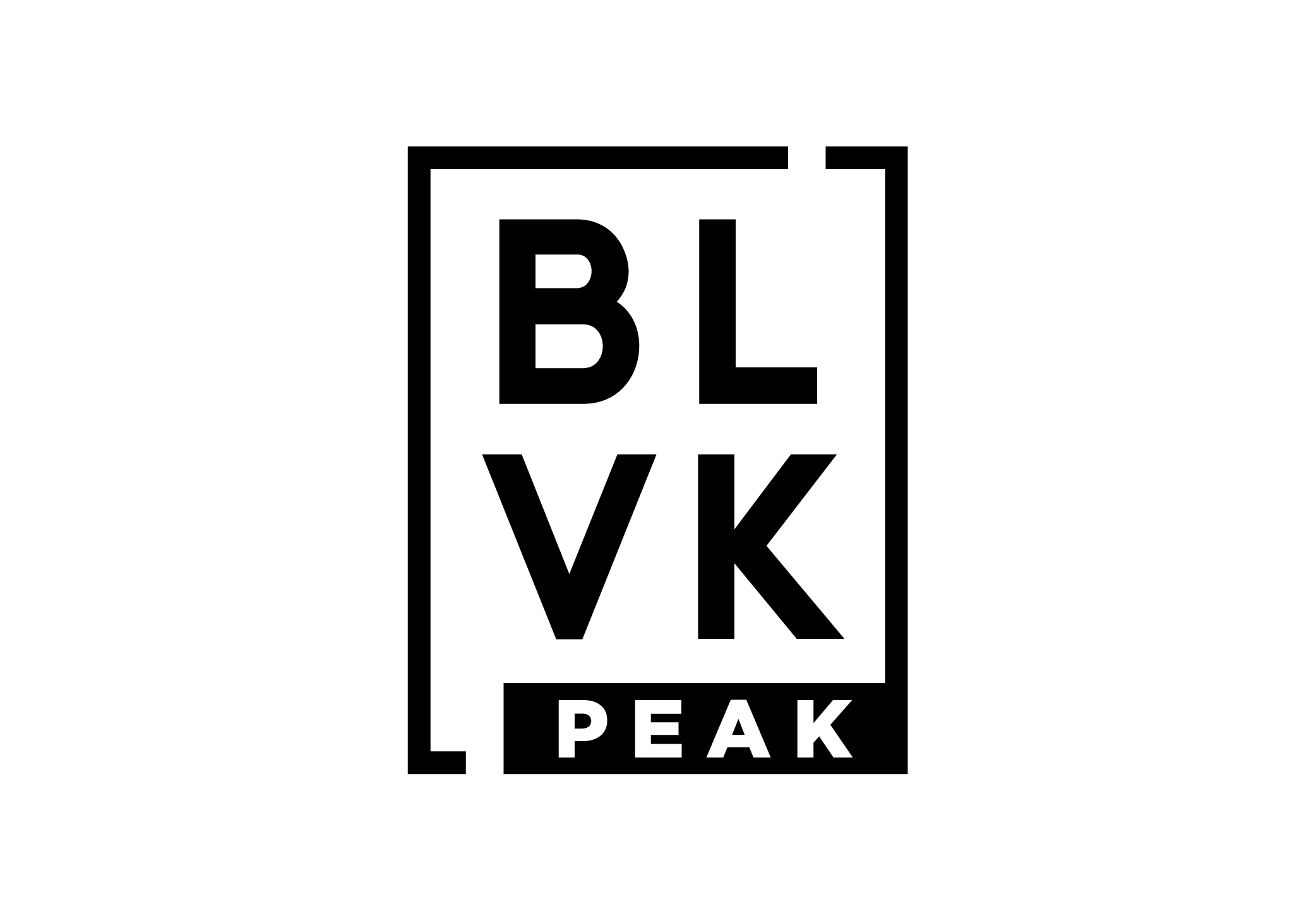 Black 'BLVK PEAK' logo on a white background